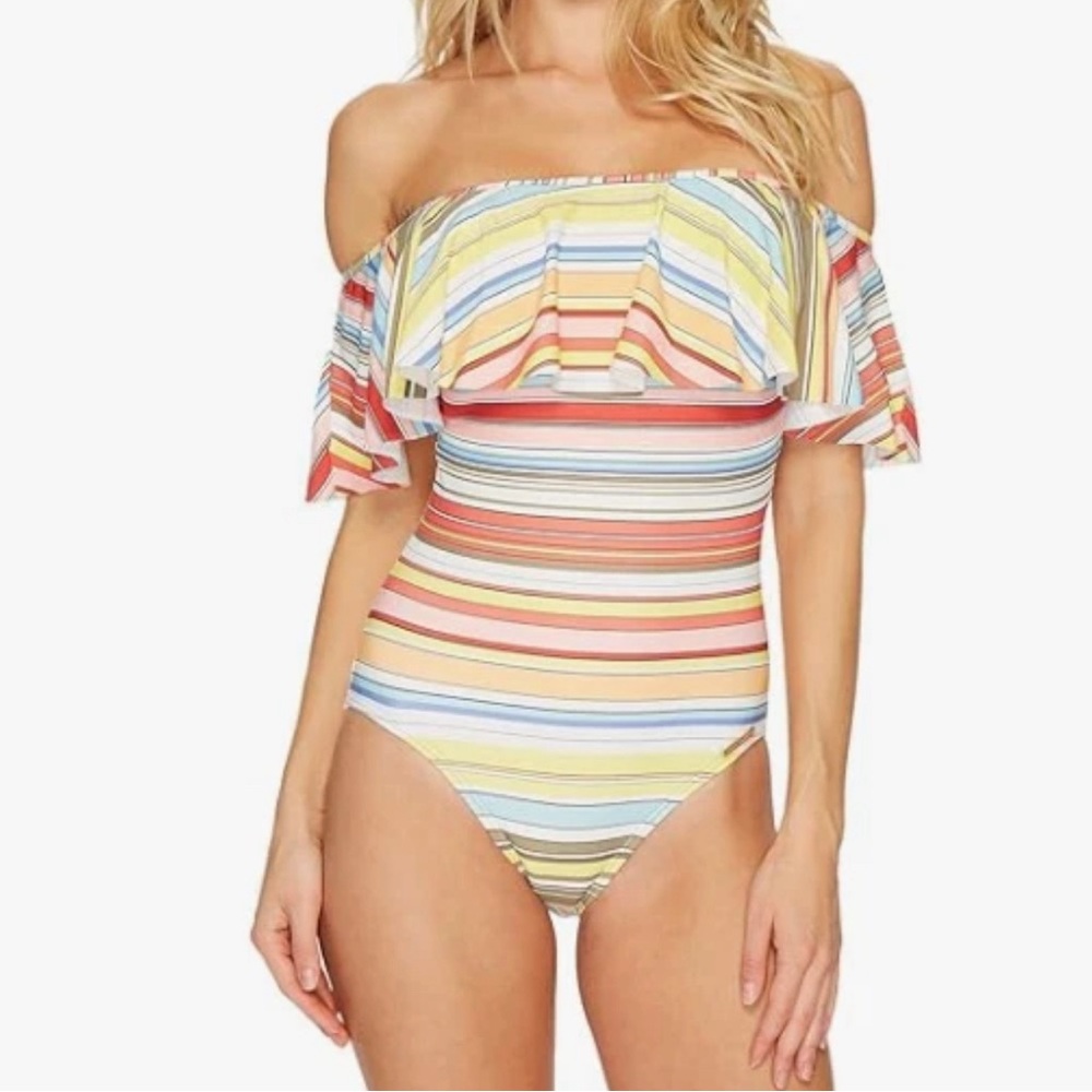 Vince Camuto Cabana Off the shoulder one piece Swimsuit